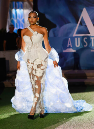 symmetric High-Fashion Wedding Dress with Embroidered Flowers – AtousaAtelier